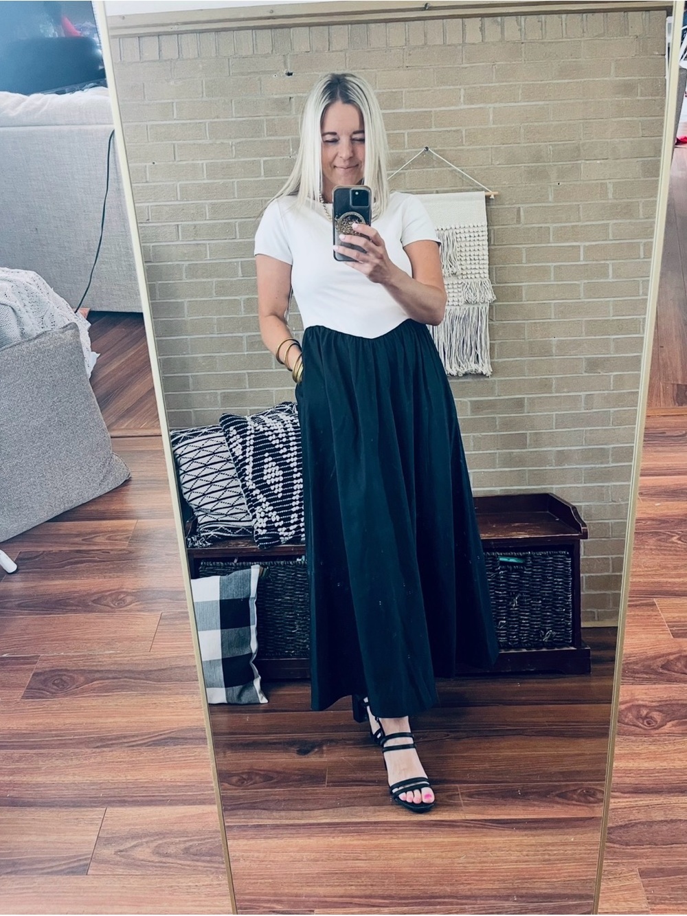 a new day Black and White Midi Dress